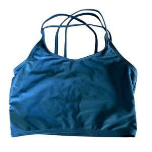 Girls size 12 tankini top sports bra swim top black strappy back athletic sporty